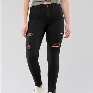 black ripped high waisted jeans